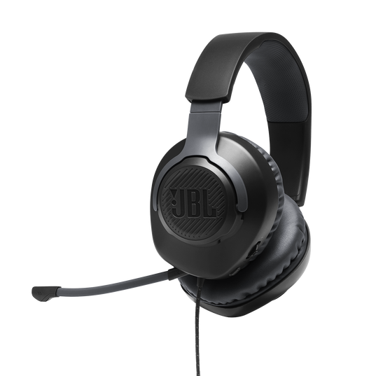 JBL Quantum 100 - Black - Wired over-ear gaming headset with flip-up mic - Hero